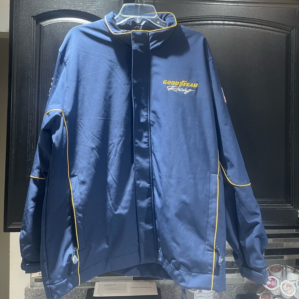 Goodyear Racing Division Jacket Men’s Size Large Navy Blue EUC